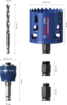 Bosch EXPERT 多材料动力更换加孔锯套件 51x60 毫米。.